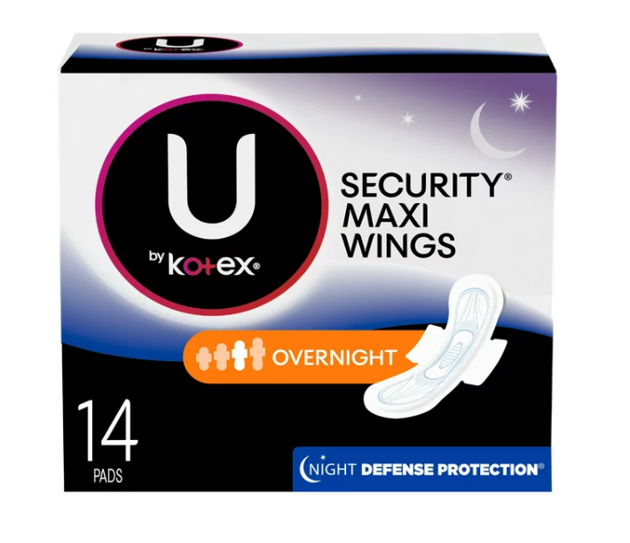 Kotex Overnite Maxi Pads With Wings 14X (Each)