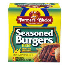 Farmers Choice Seasoned Beef Burgers 450G