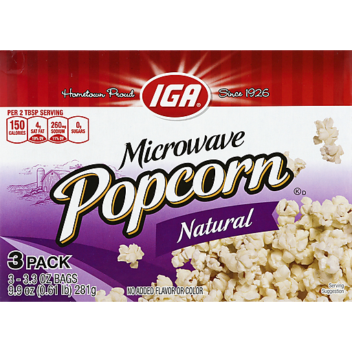 Iga Microwave Popcorn Natural 298G