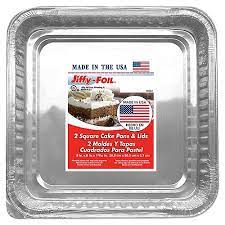 Jiffy Foil Square Cake Pan With Lid 2X (Each)