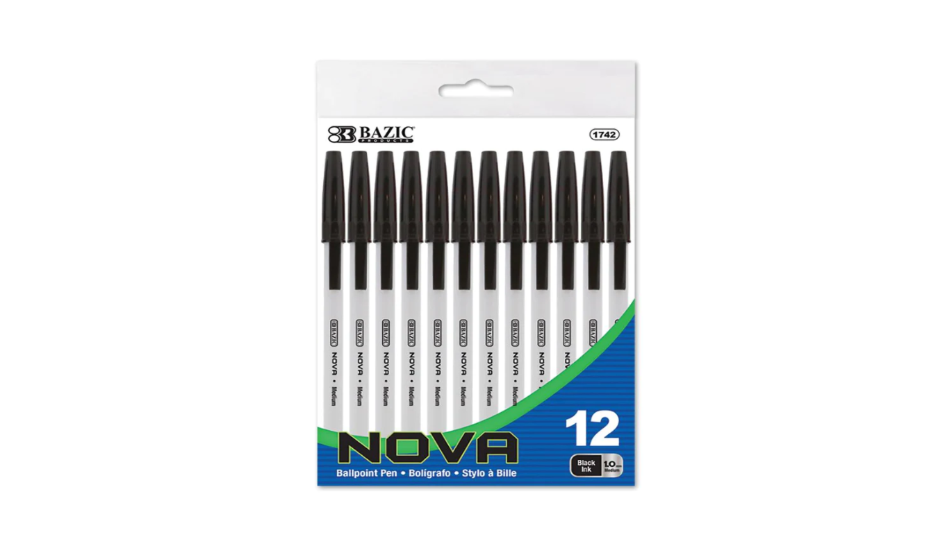 Bazic Nova Black Pen 12X (Each)