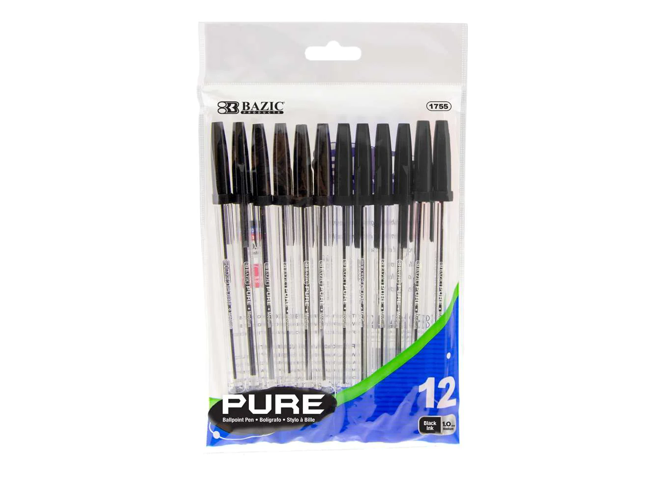 Bazic Pure Stick Pen Black (Each)
