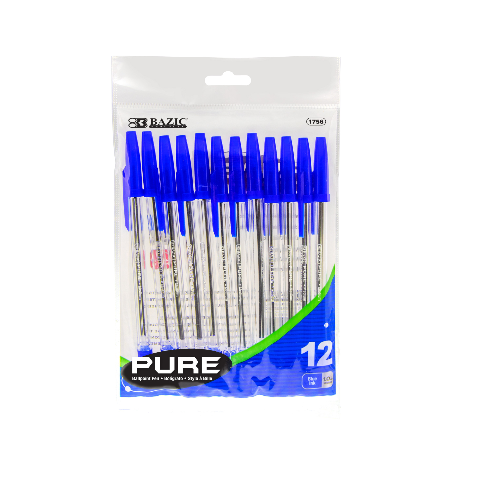 Bazic Pure Stick Pen Blue 12X (Each)