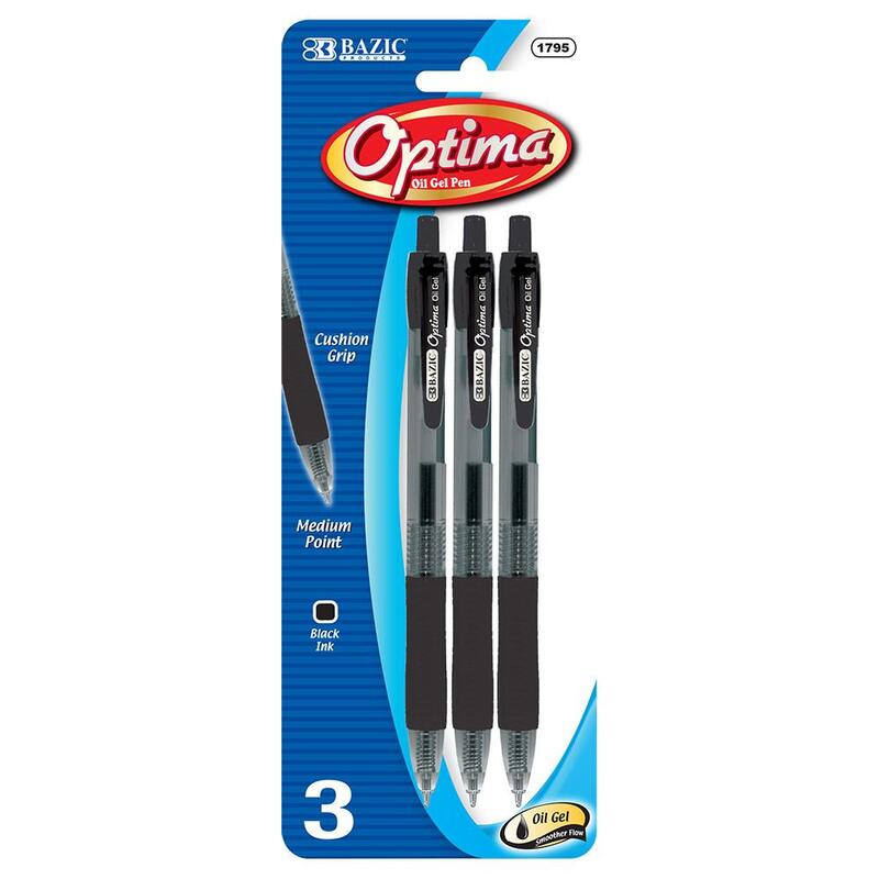 Bazic Optima Black Gel Pen 3X (Each)