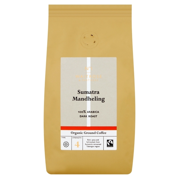 Waitrose Organic Sumatra Mandheling Ground Coffee 227G