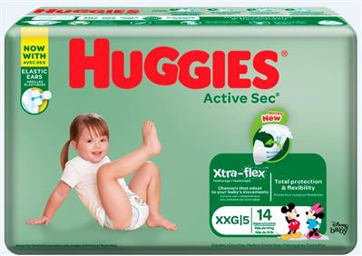 Huggies Activ Sec Size 5 Xxl Diaper  8X (Each)