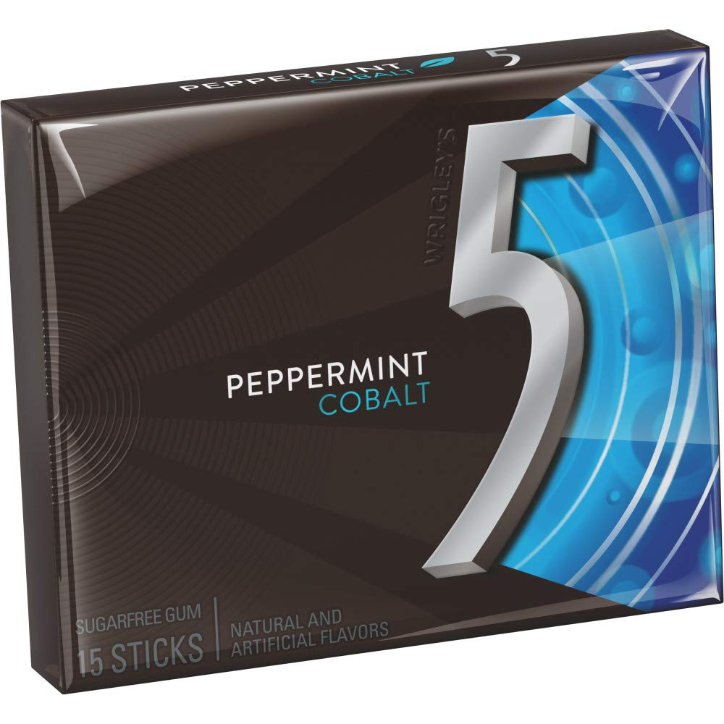Wrigley 5 Cobalt Sugar free Peppermint Gum 15X  (Each)